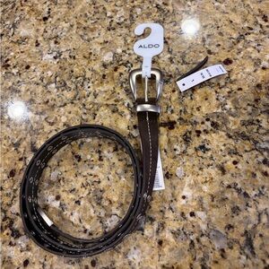 New ALDO Brown Women’s Studded Leather Belt Large